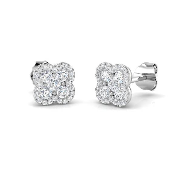 0.51ct SI2/G Round cut Natural Diamond Clover Earrings in Platinum