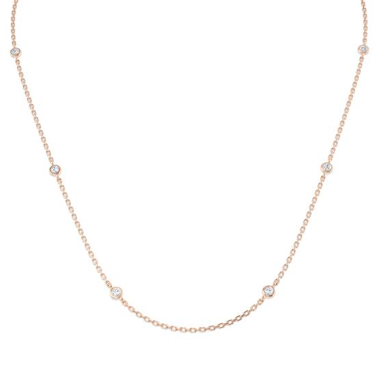 0.25ct SI2/G Round cut Natural Diamond Spectacle Necklace in 18k Rose Gold