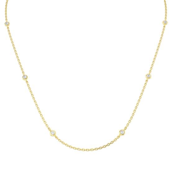 0.20ct SI2/G Round cut Natural Diamond Spectacle Necklace in 18k Yellow Gold