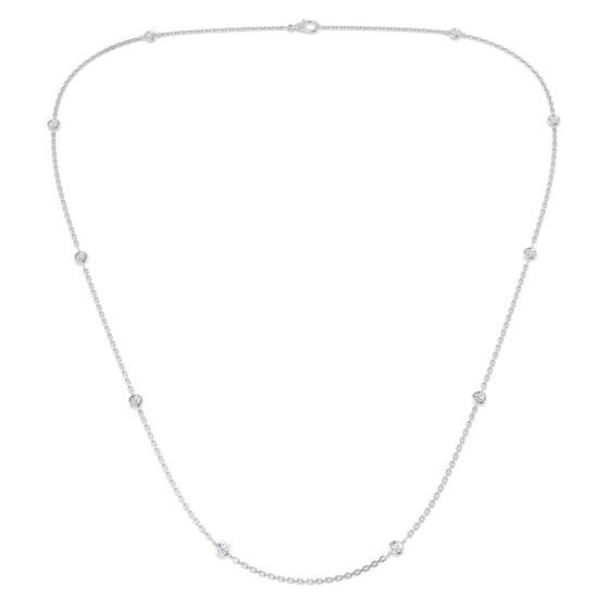 0.32ct SI2/G Round cut Natural Diamond Spectacle Necklace in 18k White Gold