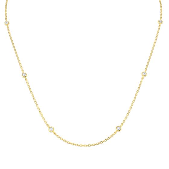 0.32ct SI2/G Round cut Natural Diamond Spectacle Necklace in 18k Yellow Gold