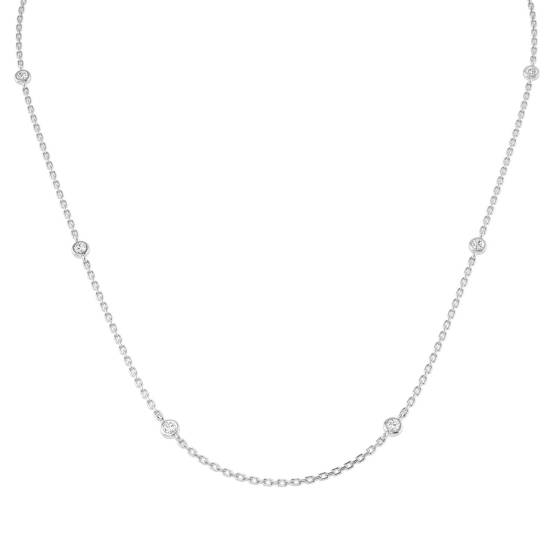 0.8ct VVS/D-E Round Cut Labgrown Diamond 16Inches Rubover Chain