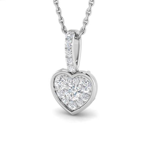 0.23ct SI2/G Round cut Natural Diamonds Heart Shape Pendant in 18k Rose Gold