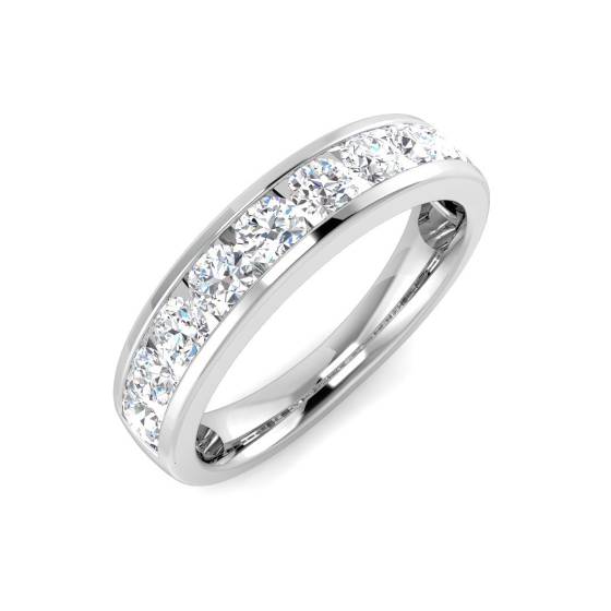 0.81ct SI1/G Round cut Natural Diamond Half Eternity Ring in Platinum