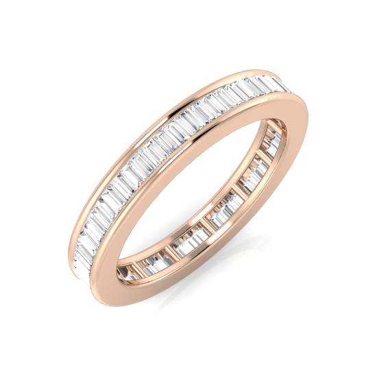 1.00ct SI1/G Baguette cut Natural Diamond Full Eternity Ring in 18k Rose Gold
