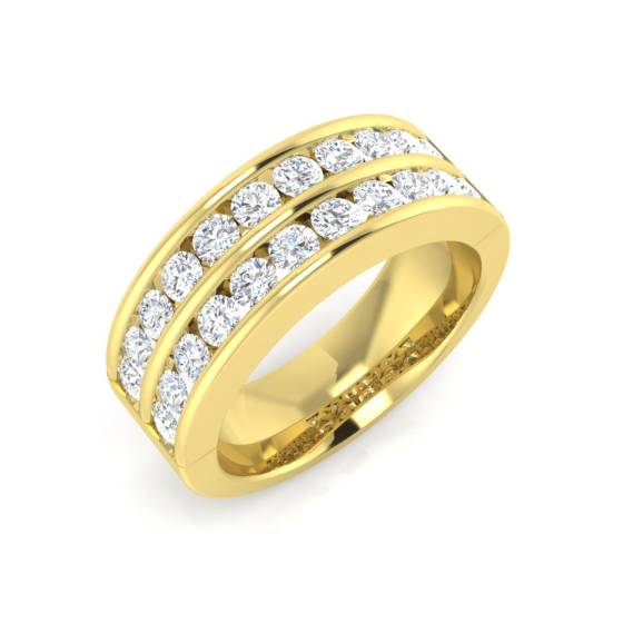 1.00ct SI1/G Round cut Natural Diamond Half Eternity Ring in 18k Yellow Gold