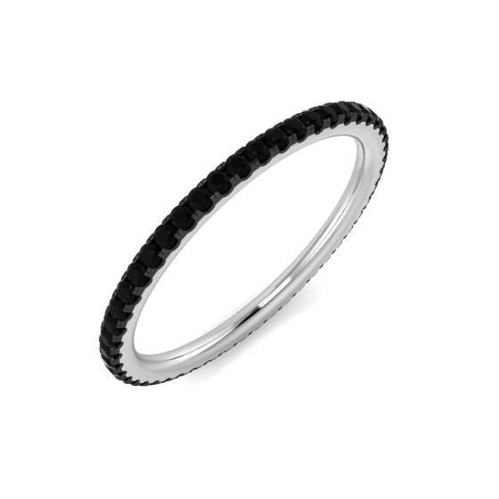 0.35ct SI1/G Round cut Black Diamond Full Eternity Ring in 18k White Gold
