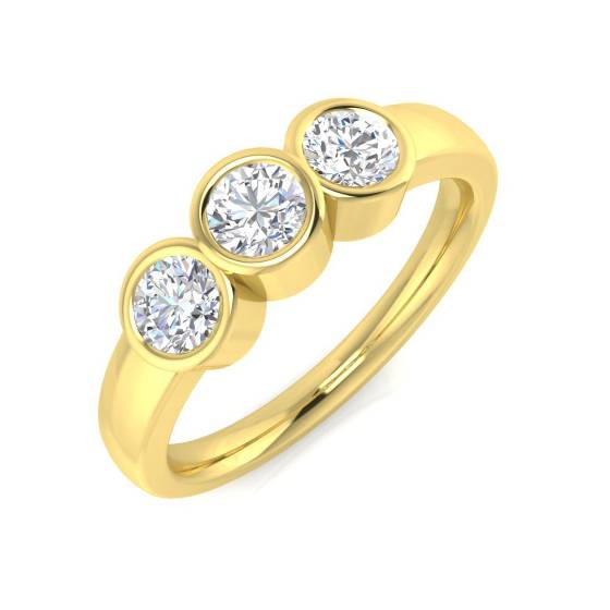 0.75ct SI2/G Round cut Natural Diamond Engagement Ring in 18k Yellow Gold
