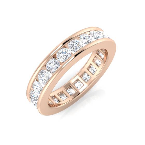 2.00ct SI1/G Round cut Natural Diamond Full Eternity Ring in 18k Rose Gold