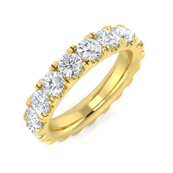 3.20ct SI1/G Round cut Natural Diamond Full Eternity Ring in 18k Yellow Gold