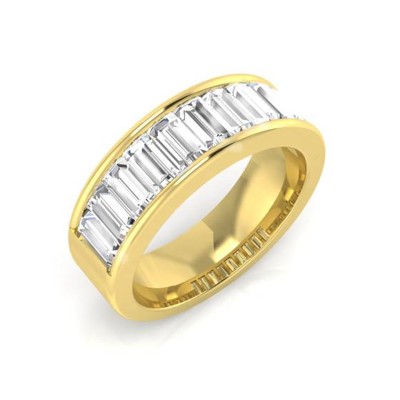 1.30ct SI1/G Baguette cut Natural Diamond Half Eternity Ring in 18k Yellow Gold