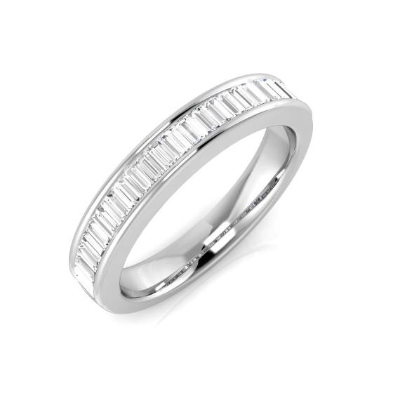 0.69ct SI1/G Baguette cut Natural Diamond Half Eternity Ring in Platinum