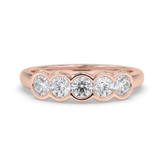 0.75ct Round 5 Stone Diamond Bezel Set Ring