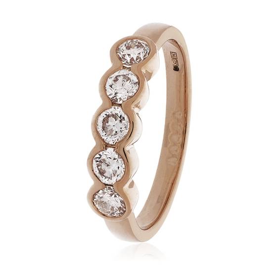 1.35ct Round 5 Stone Diamond Bezel Set Ring