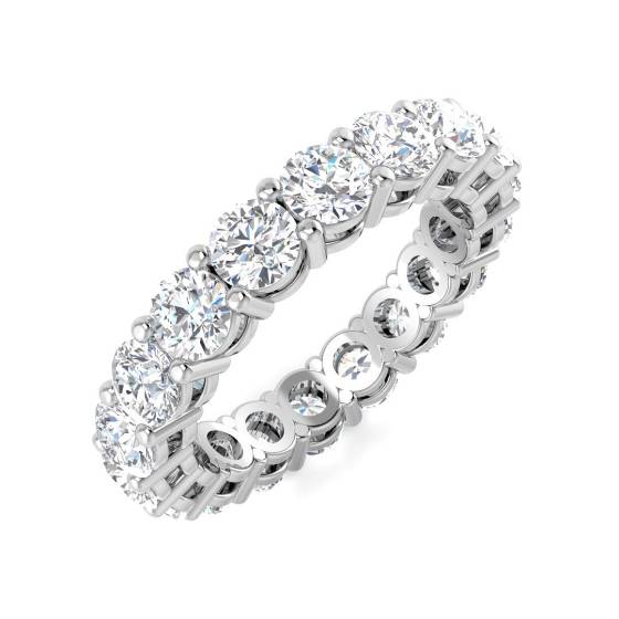 4.53ct SI1/G Round cut Natural Diamond Full Eternity Ring in 18k White Gold
