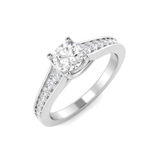 0.70ct SI1/G Round cut Natural Diamond Engagement Ring in 18k White Gold