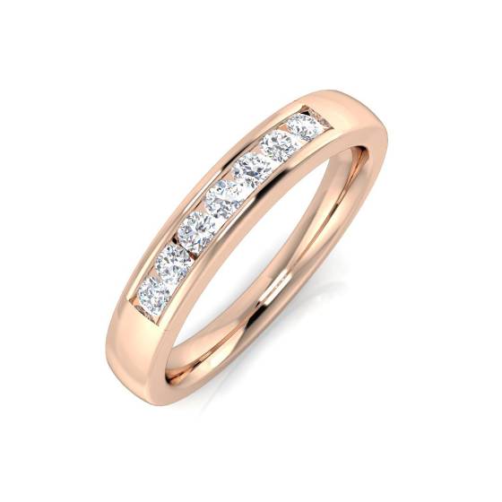 0.21ct SI2/G Round cut Natural Diamond Half Eternity Ring in 9k Rose Gold