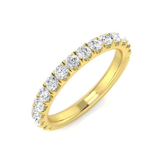 0.71ct SI2/G Round cut Natural Diamond Half Eternity Ring in 18k Yellow Gold