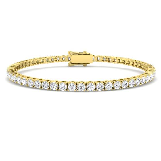 5.00ct VS/F Round cut Lab Grown Diamond Tennis Bracelet in 9k Yellow Gold
