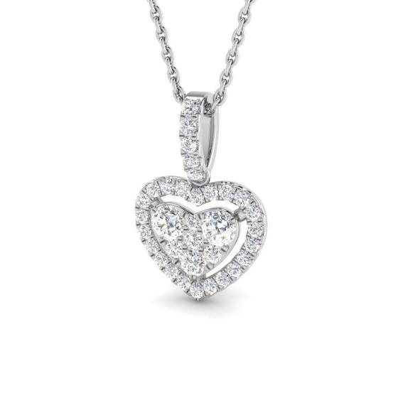 0.44ct VS/F Round cut Lab Grown Diamonds Heart Shape Pendant in 18k White Gold
