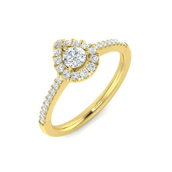 0.35ct I1/G Round cut Natural Diamond Engagement Ring in 18k Yellow Gold