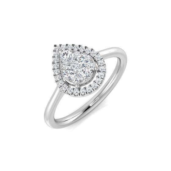 0.35ct SI2/G Round cut Cluster Natural Diamond Ring in 9k White Gold