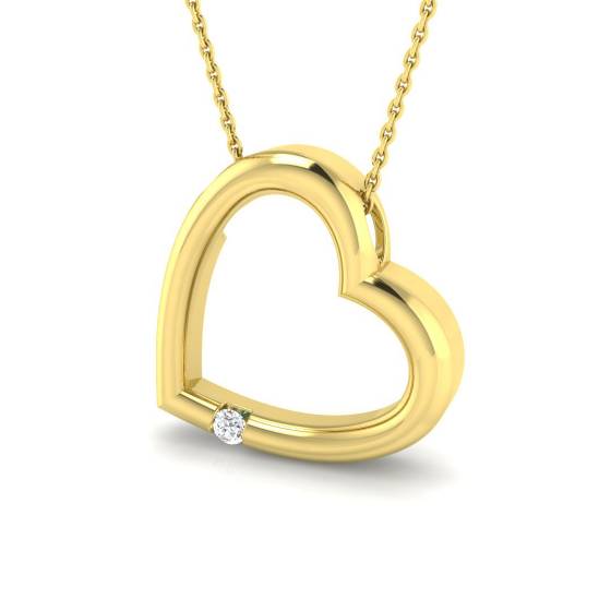 0.05ct VS/F Round cut Lab Grown Diamonds Heart Shape Pendant in 9k Yellow Gold