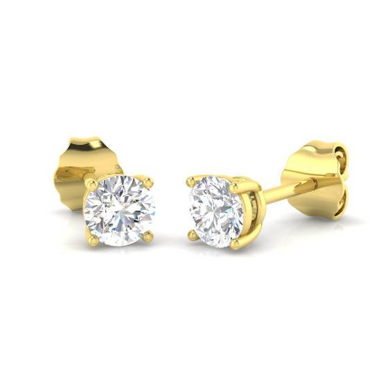 0.50ct SI2/G Round cut Natural Diamond Stud Earrings in 18k Yellow Gold