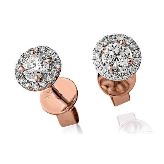 0.60ct Unique Round Diamond Single Halo Earrings