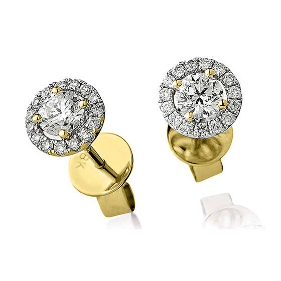 0.60ct Unique Round Diamond Single Halo Earrings