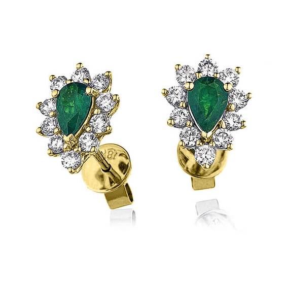 Emerald and Diamond Cluster Earrings