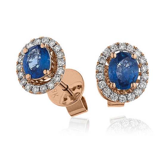 Blue Sapphire and Diamond Cluster Earrings