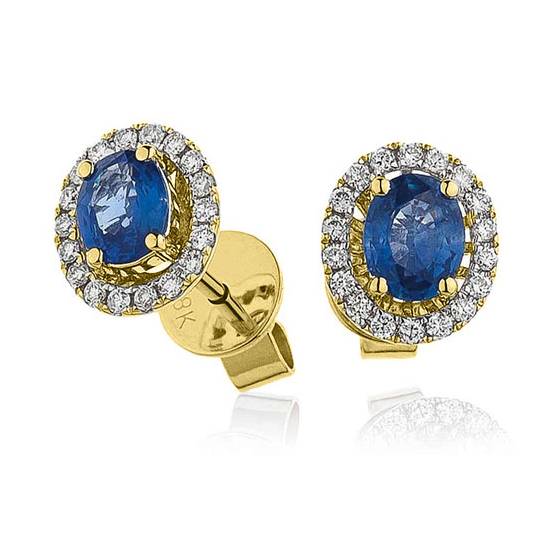 Blue Sapphire and Diamond Cluster Earrings
