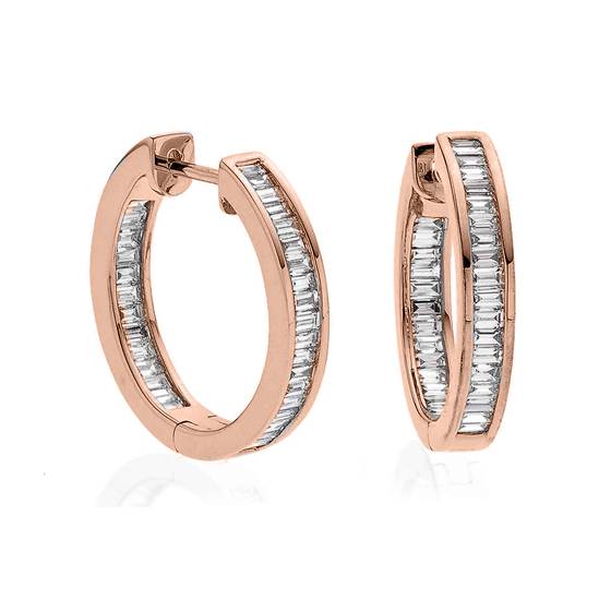 Elegant Baguette Diamond Hoop Earrings