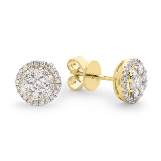 0.75ct Classic Round Diamond Cluster Earrings