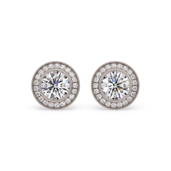 1.30ct Classic Round Diamond Single Halo Earrings