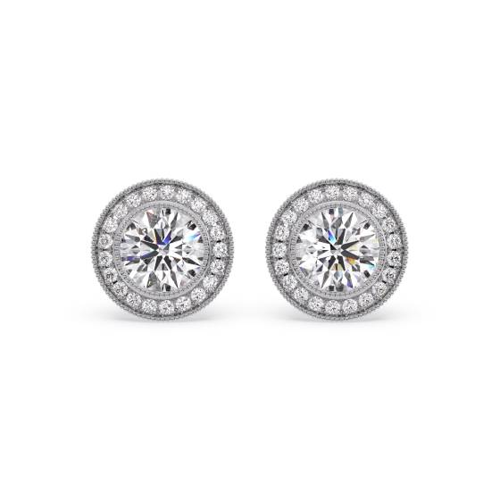 1.30ct Classic Round Diamond Single Halo Earrings