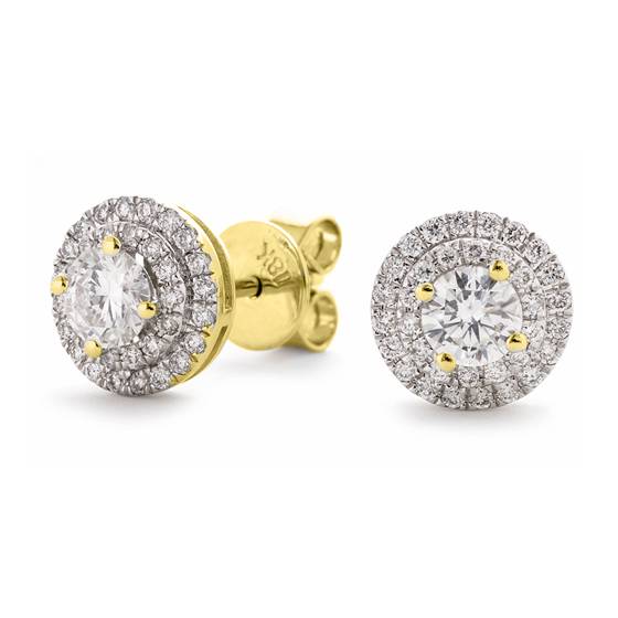 0.75ct Classic Round Diamond Double Halo Earrings