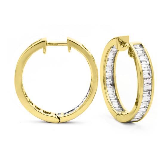 3.00ct Modern Baguette Diamond Hoop Earrings