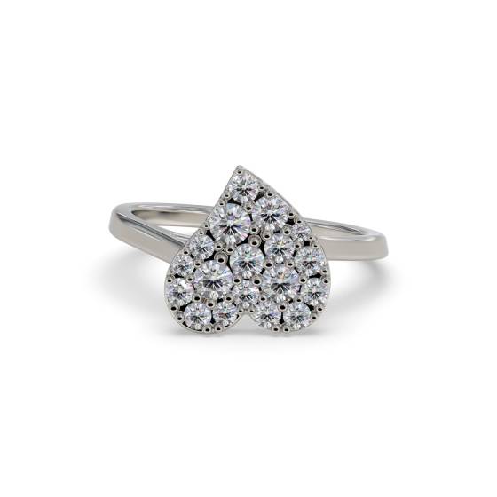 0.25ct Elegant Heart Shaped Round Diamond Cluster Ring