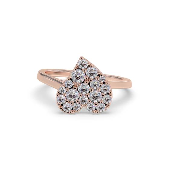 0.25ct Elegant Heart Shaped Round Diamond Cluster Ring