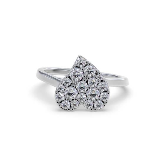 0.25ct Elegant Heart Shaped Round Diamond Cluster Ring