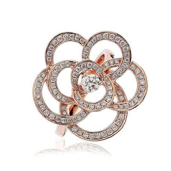 0.70ct Round Diamond Cluster Flower Dress Ring
