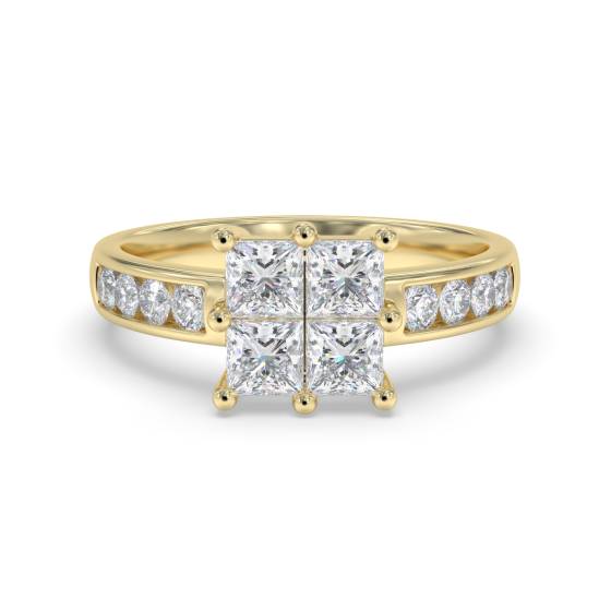 1.00ct Elegant Round and Princess Diamond Cluster Ring