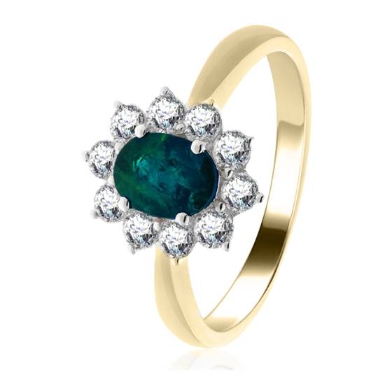 0.75ct Emerald and Diamond Cluster Ring