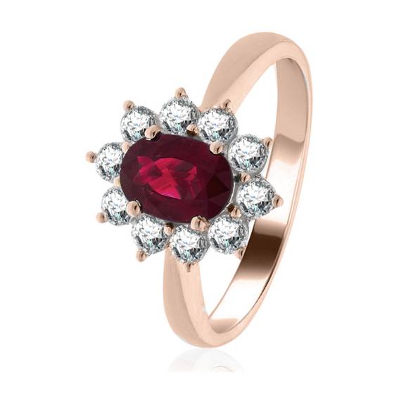 0.80ct Ruby and Diamond Cluster Ring