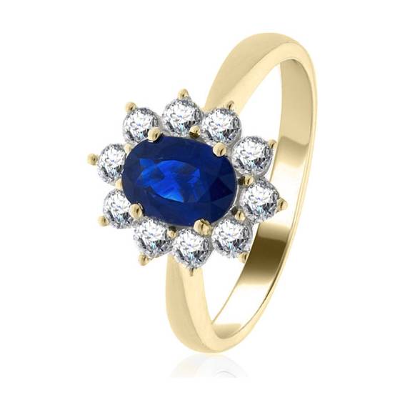 1.60ct Oval Blue Sapphire and Diamond Cluster Ring