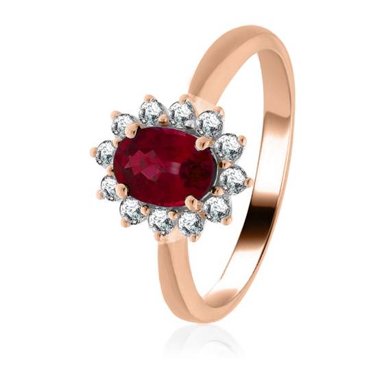 0.70ct Ruby and Diamond Cluster Ring
