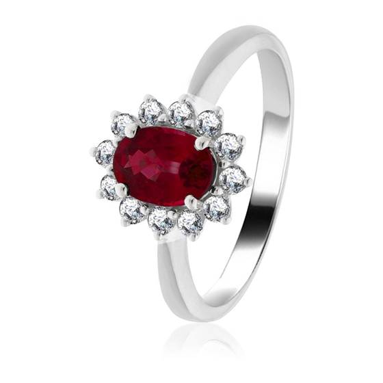 0.70ct Ruby and Diamond Cluster Ring