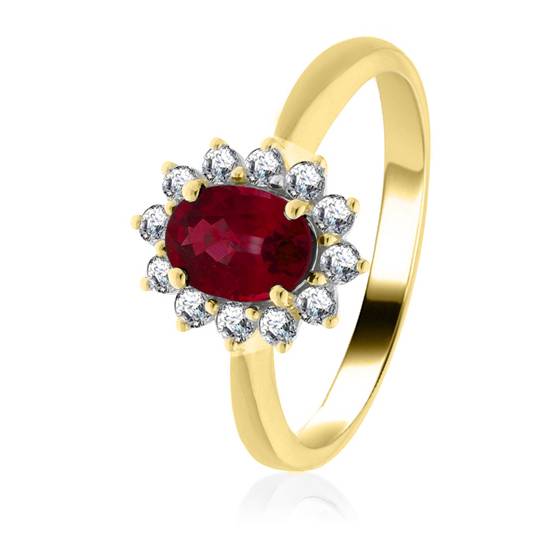 0.70ct Ruby and Diamond Cluster Ring